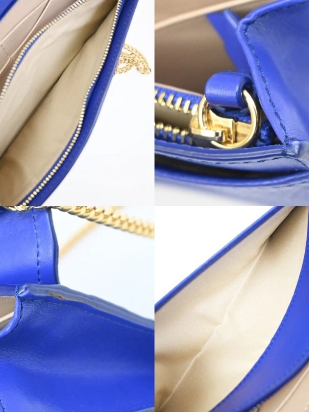 CHLOE Logo Aby Chain Shoulder Bifold Long Wallet Leather Blue GHW Spain 64MA495 - Picture 14 of 16